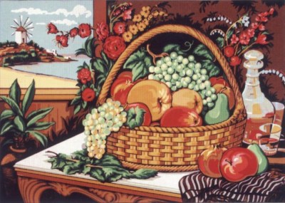 Art 1860C καλάθι με φρούτα σε τραπέζι