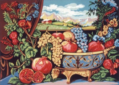 Art 1861C μεταλλικό διακοσμητικό με φρούτα σε τραπέζι