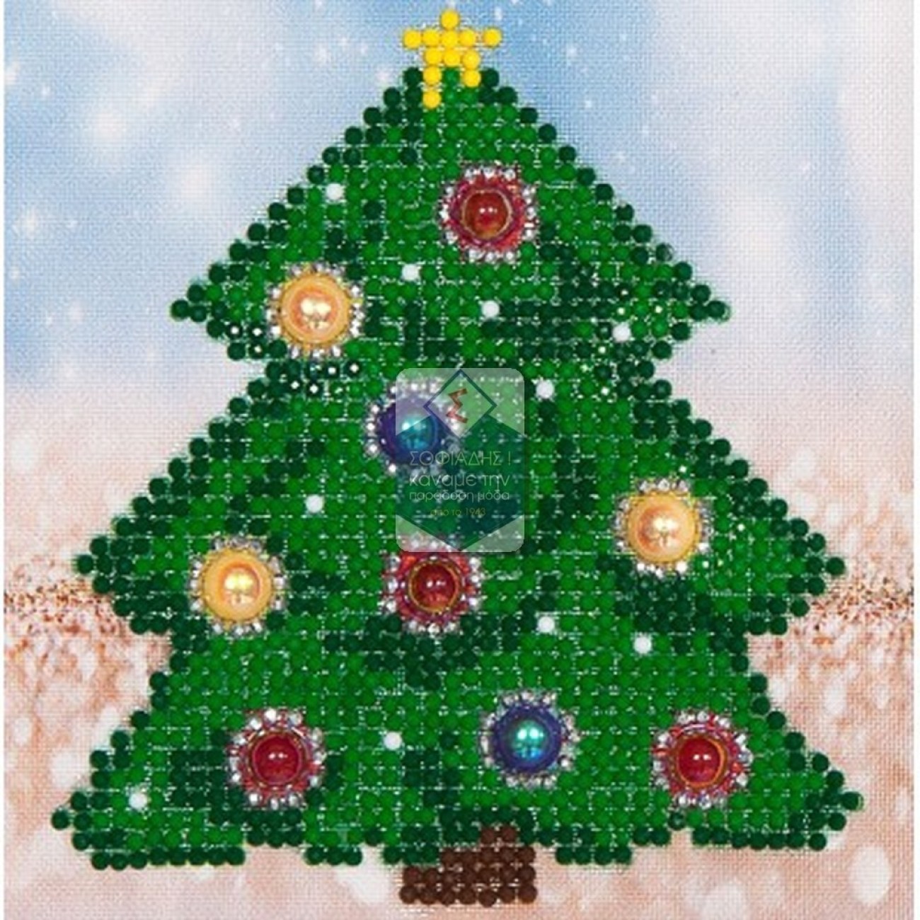 Πίνακας με ψηφίδες διαμαντάκια Σχ. Χριστουγεννιάτικο δέντρο Dd2.036